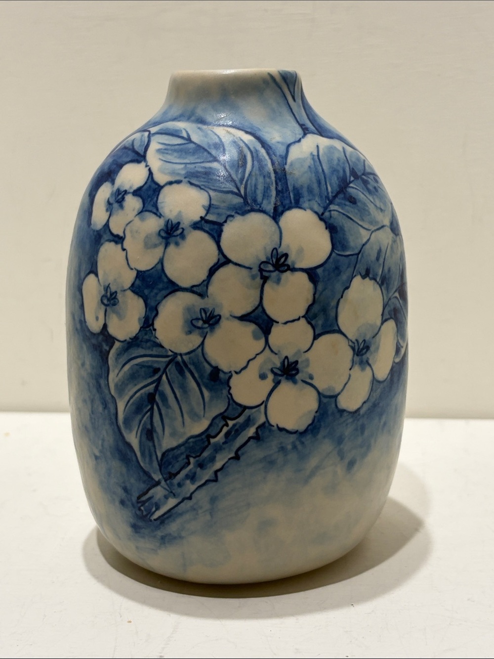 Blue and White Floral Ceramic Vase